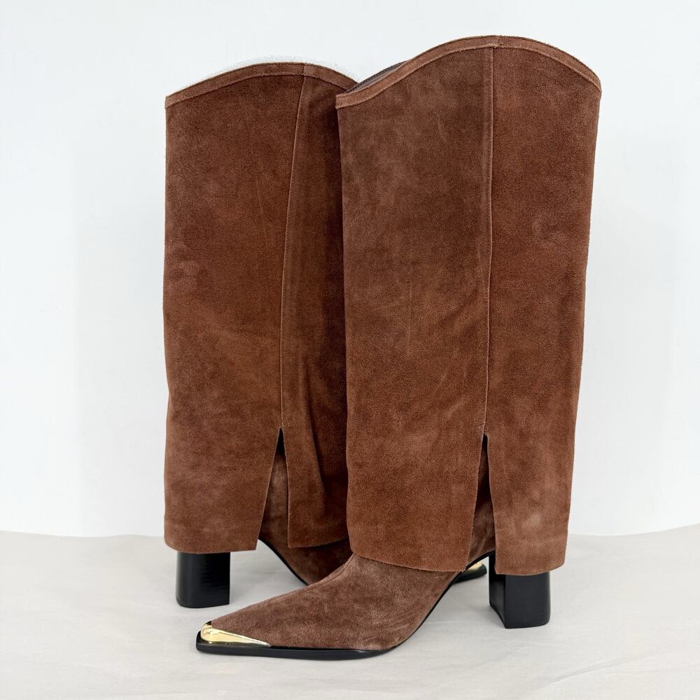 SCHUTZ Womens Raffaela Up Cloak Knee High Boots US 9 M Root Brown Suede NWOB - Picture 10 of 14